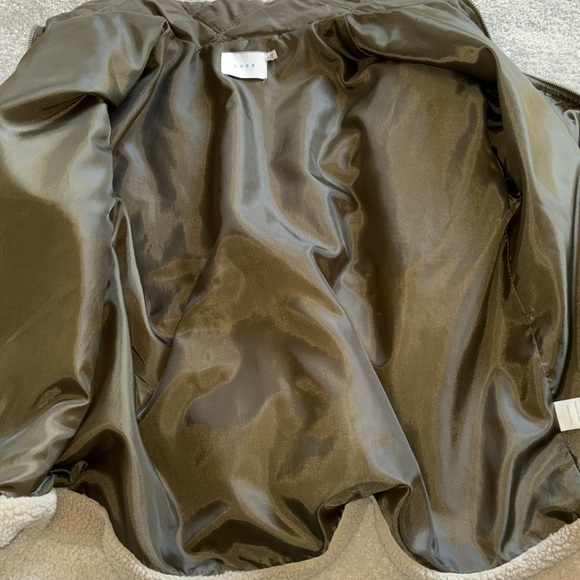 Sherpa/Teddy zip up green and cream jacket size Large - Picture 9 of 9